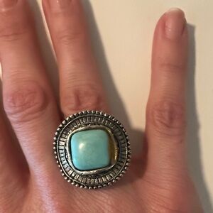 Elegant Silver and Turquoise Statement Ring